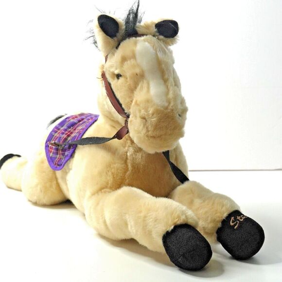 Saddle Club Large Realistic Horse Plush 28" Light Brown Tan Black Starlight‎ VTG - Picture 1 of 15